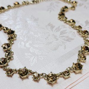 Banana Republic Necklace Sparkly Lt Colorado Tan Topaz Rhinestones Gold Tone